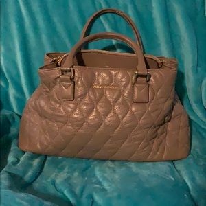 Vera Bradley taupe quilted leather purse